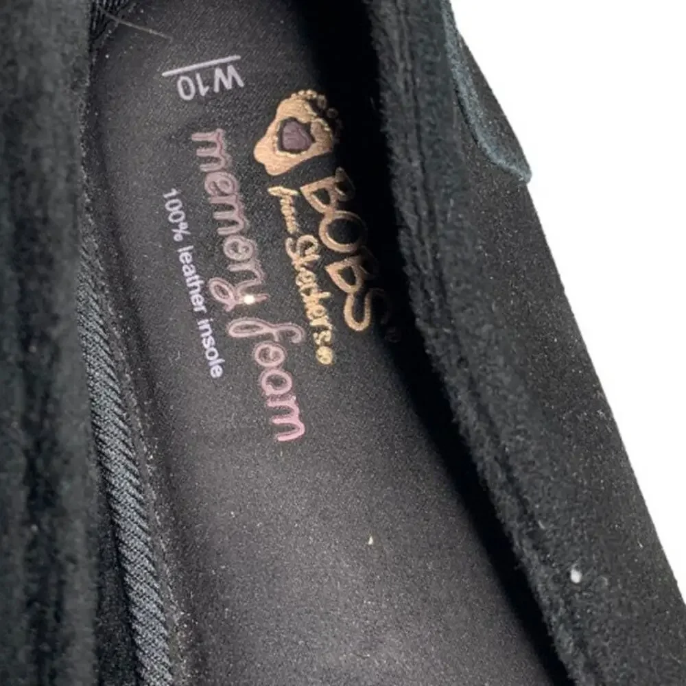 BOBS from Skechers Womens Luxe Fashion Slip-On Flats Black Suede Leather Size 10